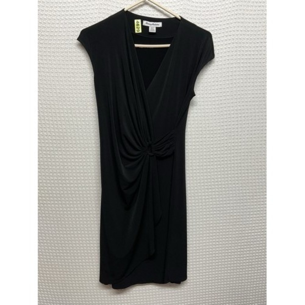 NWOT Tommy Bahama Tambour Side Gathered Black Faux Wrap Dress Women SP Vietnam